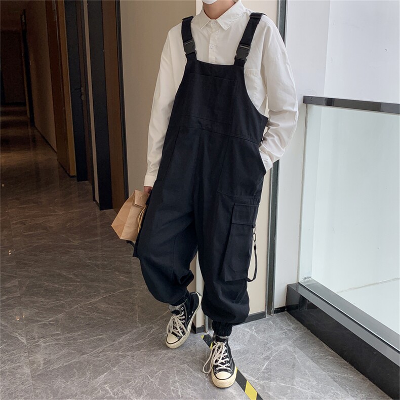 日系原宿工装吊带裤ins连体背带裤宽松阔腿直筒老爹裤K1513-P54,男装休闲裤,星座512-4