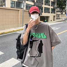 B239-1263-P28人像创意字母印花夏季重磅落肩袖短袖t恤美式，男装T恤，星座514-2(原B239)