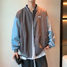 撞色拼接棒球服秋季潮牌宽松ins运动夹克休闲百搭外套W1877-P42，男装夹克，星座512-2