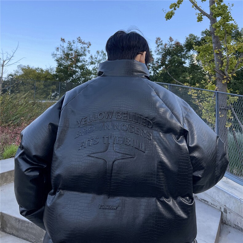 港风鳄鱼纹钢印字母图案设计大码休闲潮流棉衣男MY77727P128控168，男装棉衣，星座227-7