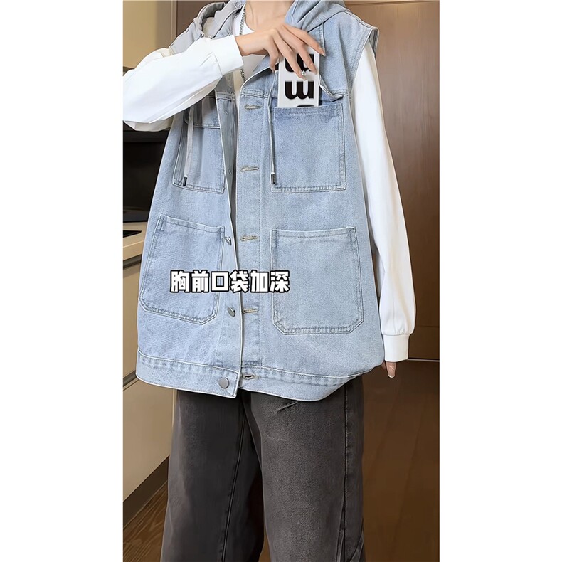 MJ213-p58-限价88M-5XL现货oversize连帽马甲宽松大码牛仔马甲,男装背心/马甲,星座116