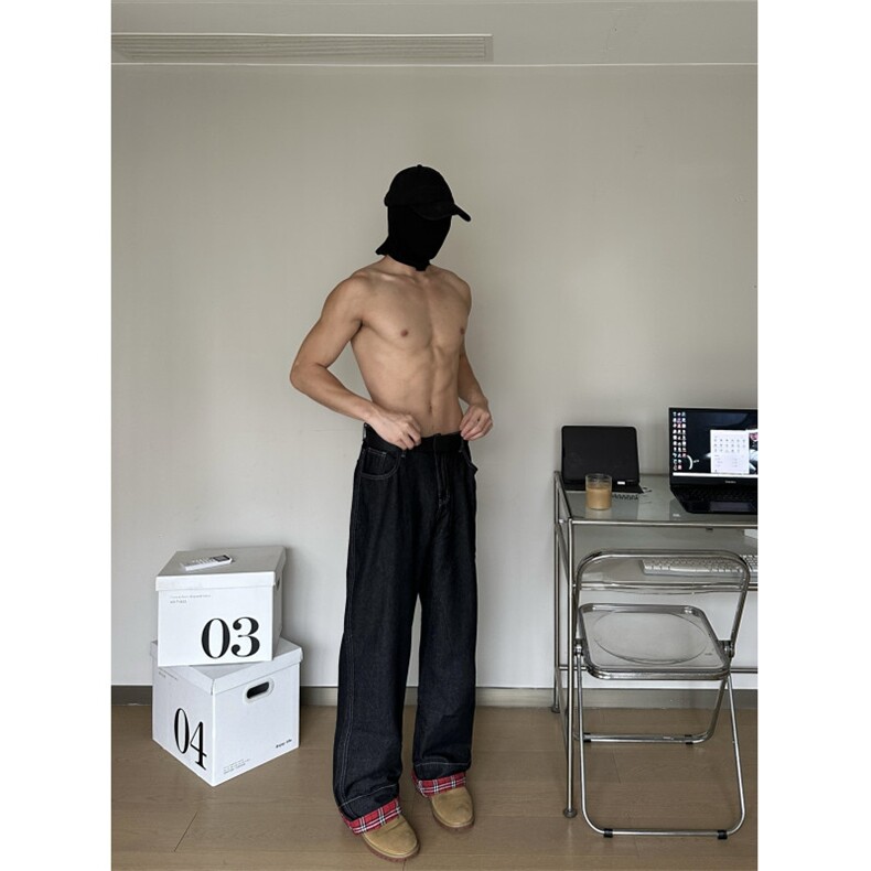 高质量美式翻遍阔腿牛仔裤ZK0243-P55,男装牛仔裤,星座313A(原308A-2)