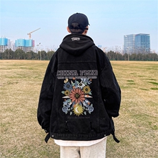 美式高街牛仔外套男款春季oversize水洗牛仔衣褂子夹克JK1036-P88，男装工装外套，星座1103-3
