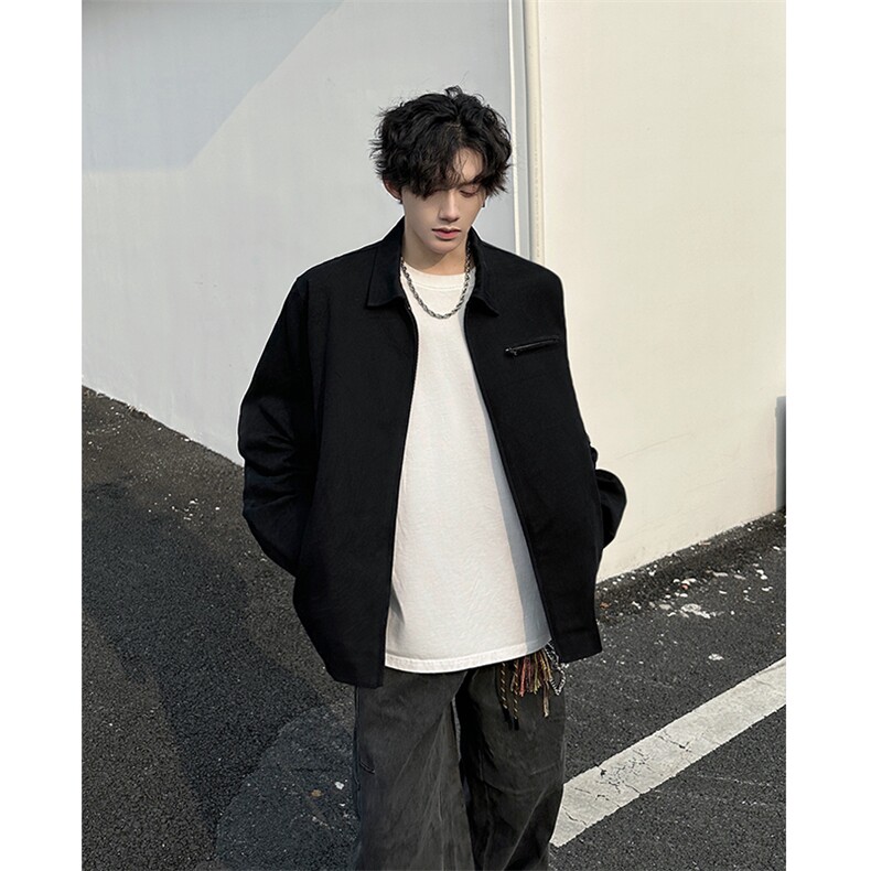 8XL-M春季水洗帆布短款夹克男生vintage美式复古工装外套JK003P98图片