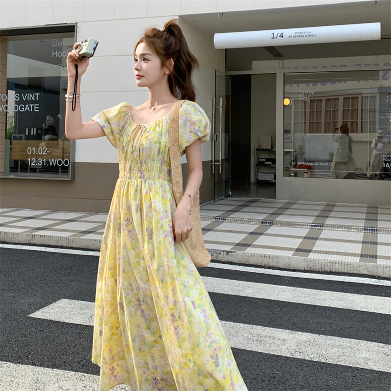 海边度假碎花连衣裙女26年新款夏气质甜美长裙子182-8636P125K188,女装连衣裙,浙宝182A