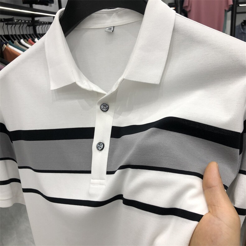 保罗男士短袖T恤翻领半袖薄款2023夏季新款中年商务休闲polo衫男,男装Polo衫,电商B212（原钱塘6029）
