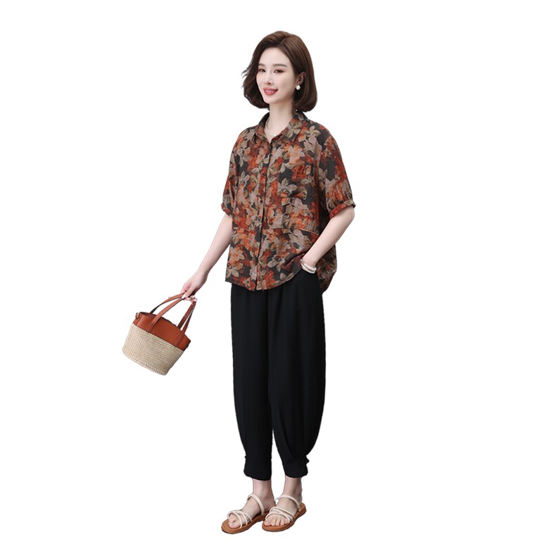 冰丝衬衫妈妈装端庄大气50多岁2025新款穿搭夏季哈伦裤,女装衬衫,3200格调