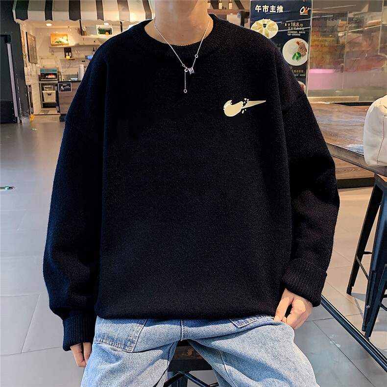 1港风圆领中性情侣潮流大码M-5XL印花加厚毛衣男7688P48加绒P55,男装针织衫/毛衣,星座226-2