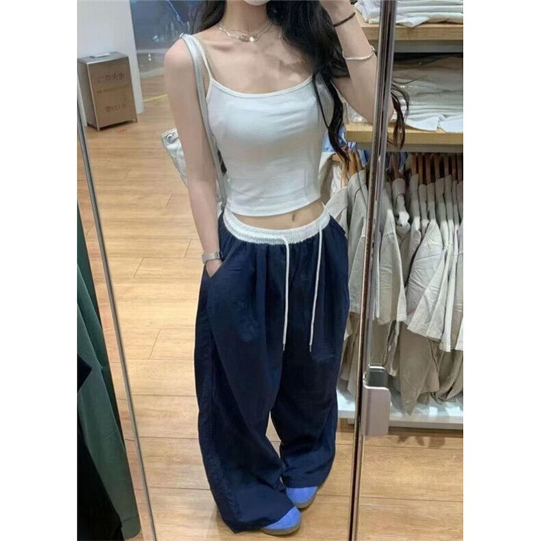 工装裤女款夏季慵懒松弛感裤子小个子拼色宽松休闲裤K83,男装工装外套,星座1116A（原606A-3）