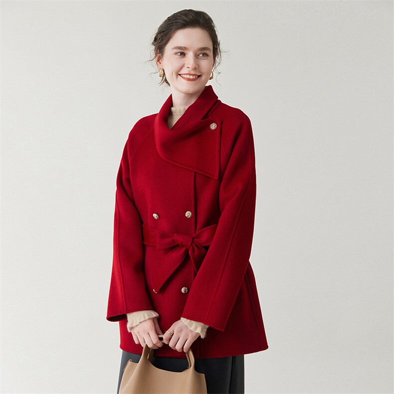 高端双面呢大衣女手工高级感2025秋冬小个子羊毛呢外套，女装双面呢大衣，优远毛呢大衣