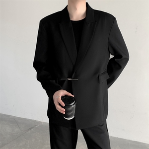 痞帅风高级感金属扣西装外套男新中式垫肩西服2381P115图片