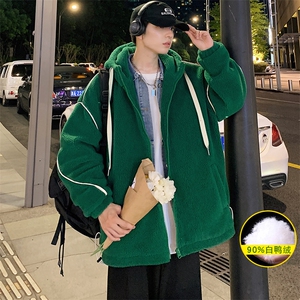冬装加厚羊羔绒连帽外套保暖羊羔毛羽绒服男女 8153-P195 控价268图片