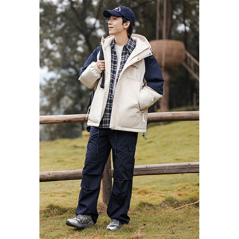 新款冬季棉衣潮牌撞色羽绒棉服情侣加厚棉袄外套A436-5972-P130,男装棉衣,电商A436
