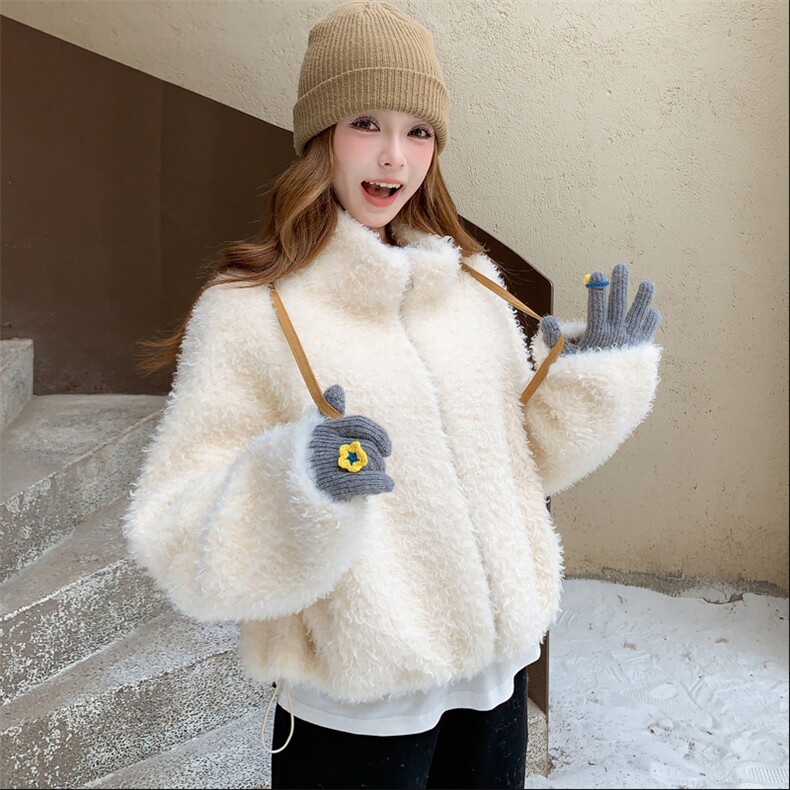 现货圈圈毛皮毛一体RF058-D6577-P175-K258,女装短外套,2C058