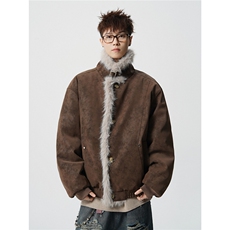 荔枝纹PU皮扎染座山雕棉服美式设计感重磅外套A170-M900-TP108，男装棉衣，电商A170