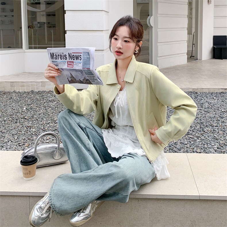 【主推】复古简约翻领质感休闲短外套2D148-2624-P155-K268,女装短外套,2D148