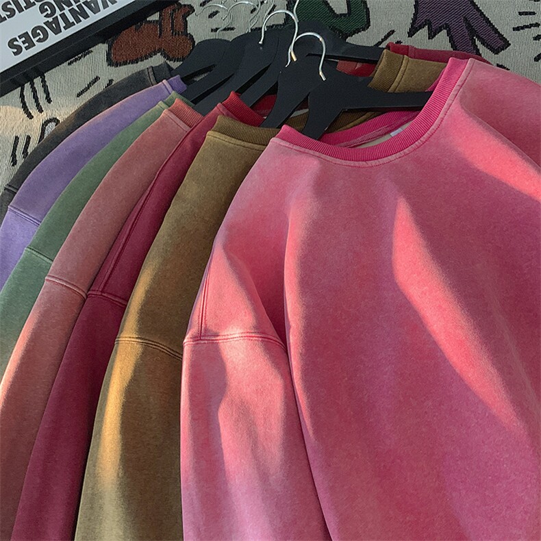 2023大码美式水洗卫衣圆领卫衣W807-P40复合牛奶丝（加绒也有），男装卫衣，星座716-1