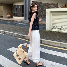 2026夏季新款韩系穿搭一整套轻熟气质无袖上衣宽腿裤两件套，女装套装/套裙，心心服饰