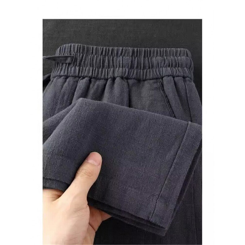 白色苎麻棉裤子女夏季薄款天然亚麻棉直筒休闲裤舒适透气棉麻裤男，男装棉裤，星座1210-1