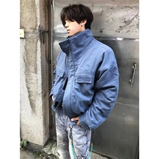 美式复古立领牛仔外套男女春秋冬季潮流vintage加绒J60-P130，男装工装外套，星座1109-4