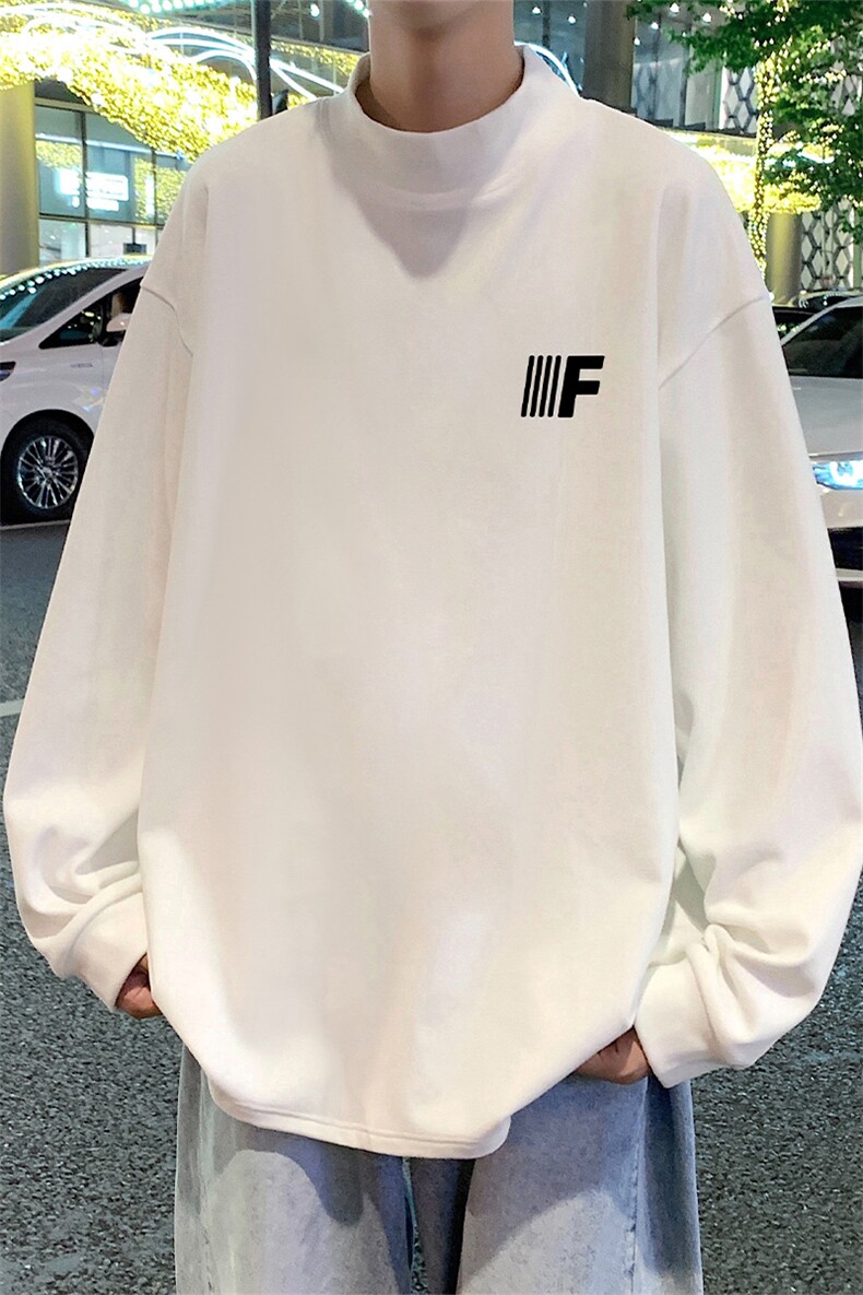 D008港风套头宽松半高领春秋季男无帽长袖打底衫,男装T恤,星座304A-1