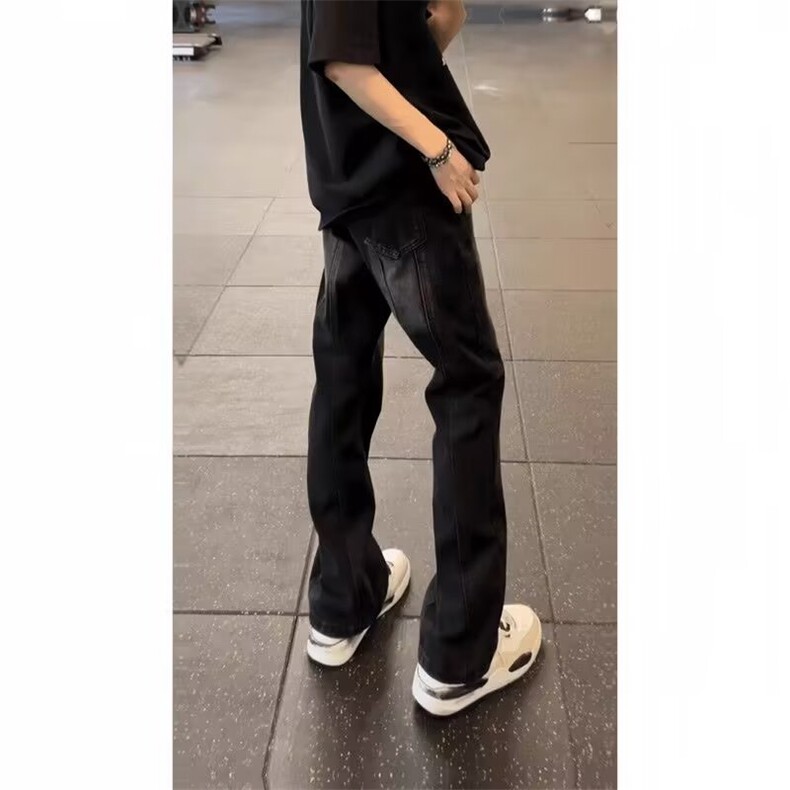 高街牛仔裤男款复古设计感显高直筒裤休闲微喇长裤子60511-p48,男装牛仔裤,星座1008
