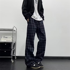 格子裤新款街头原宿个性格宽松阔腿休闲长裤8052P41，男装休闲裤，星座410-2