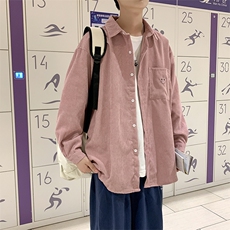灯芯绒外套男港风日系潮牌复古宽松设计感小众长袖衬衫CS690-p35，男装衬衫，星座1008-1