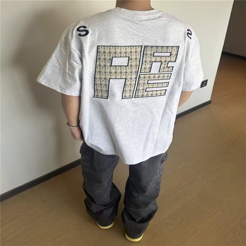 新款美式高街复古字母刺绣短袖t恤夏季宽松情侣半袖上衣 TDC006图片