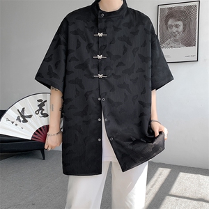 8XL-M 特大码新中式衬衫男复古风垂感短袖衬衫外套CS512P48图片