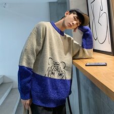 秋冬季港风小老虎针织衫外穿套头毛衣羊毛衫外套男M24-P70，男装针织衫/毛衣，电商D202