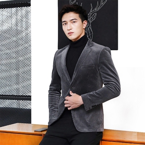爆款2020新款男士新款灯芯绒单西加厚西装上衣外套便服单西,褐色休闲板鞋怎么搭配衣服图片