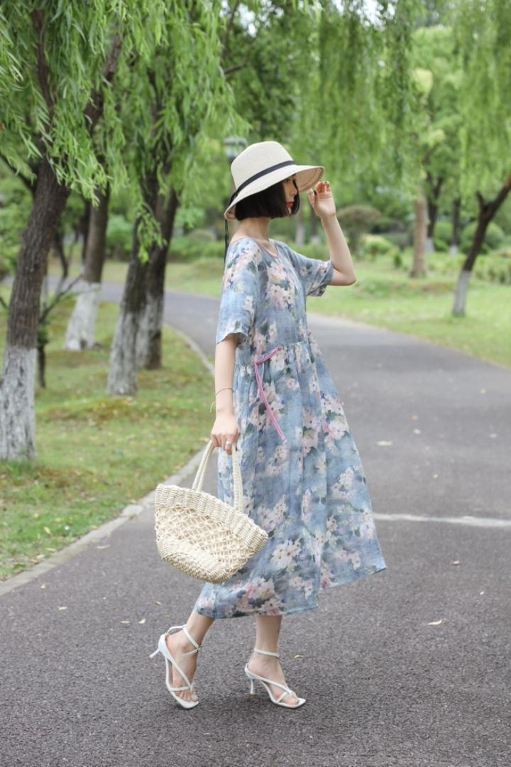 【现货】夏季新款苎花连衣裙,女装连衣裙,依鼎衣典