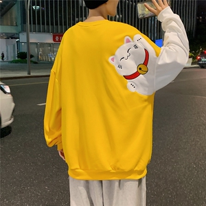 春秋圆领卫衣男招财猫刺绣卫衣港风中性宽松百搭1016-1 WY077 P35图片