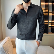黑社会小伙店主风男士秋冬暗花长袖衬衫301A-1/CS510/P55，男装衬衫，星座301A-1