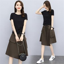 2025年夏季新款女装时尚休闲气质两件套套装，女装套装/套裙，关键词