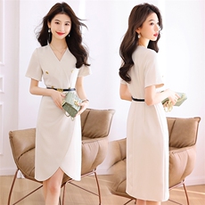 高端精致连衣裙腰带女夏高级感气质名媛通勤收腰显瘦欧美大牌包臀，女装连衣裙，海爱依仁