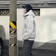 抖音得物高品质25秋冬美式高街宽松结构防风高领连帽卫衣外套W60，男装卫衣，电商A486-1