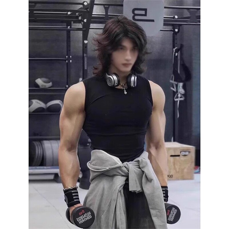 纯黑色运动健身背心男款夏季跨栏重磅纯棉无袖t恤显肌肉美式坎肩,男装T恤,星座1007（原301D）