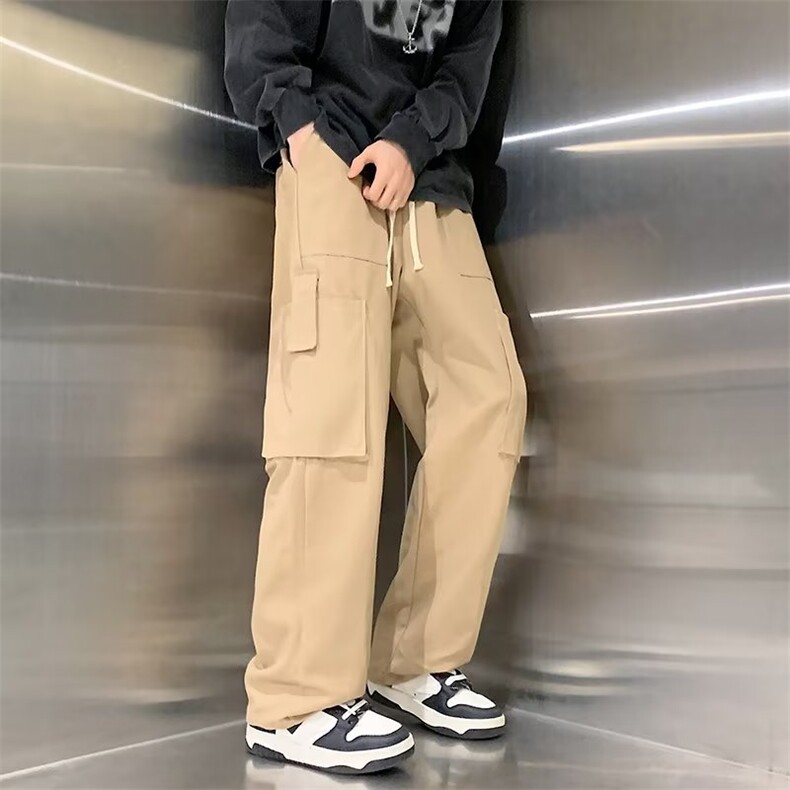 美式复古工装裤男士春秋季港风直筒阔腿裤休闲拖地长裤LCK102P50,男装休闲裤,星座1116-2
