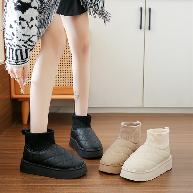 加绒高帮雪地靴女2024冬季新款学生ins韩版保暖休闲鞋棉鞋，女鞋雪地靴，电商A223