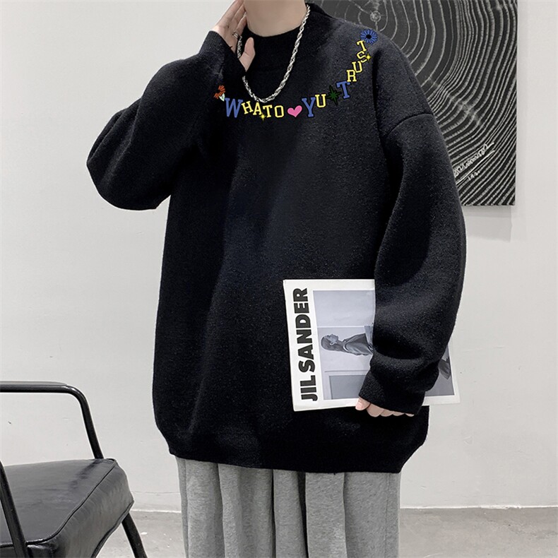 半高领毛衣男大码胖子针织衫毛线衣M18381-P45加绒款-P65,男装针织衫/毛衣,电商A040