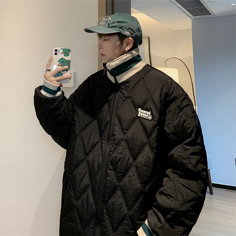 冬季oversize美式复古衣外套加厚袄潮牌菱格服男W6312-P78,男装棉衣,星座512-3