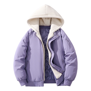 新款青少年学生棉袄假两件加绒加厚棉衣秋冬保暖棉服情侣YY2588图片