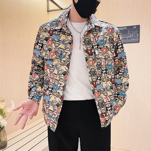 301A-1/J01/P752024男士秋季新款夹克外套男休闲痞帅花夹克