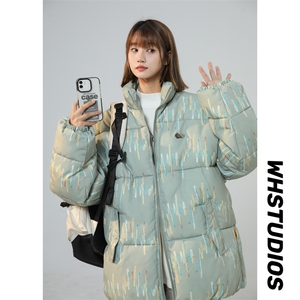 棉服男女七彩线印花棉衣立领面包服棉袄加厚外套3359-P70控108图片