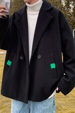 N6138/P85秋冬款西服双排扣毛呢大衣男宽松大码呢料夹克外套呢子，男装夹克，电商A141