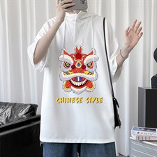 LD54185-P45连帽短袖t恤男大码胖子带帽五分袖中袖，男装T恤，电商A040