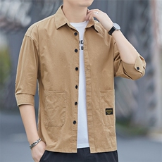 休闲纯棉男士中老年宽松夏季薄款衬衫工地焊服工装外套Q26-P27，男装衬衫，星座102C-1(原星座100)