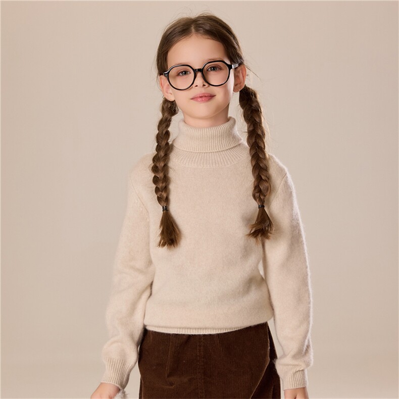 男女同款时尚百搭通勤简约高翻领休闲儿童羊绒衫，童装儿童羊绒衫，跳跳羊儿童羊绒衫